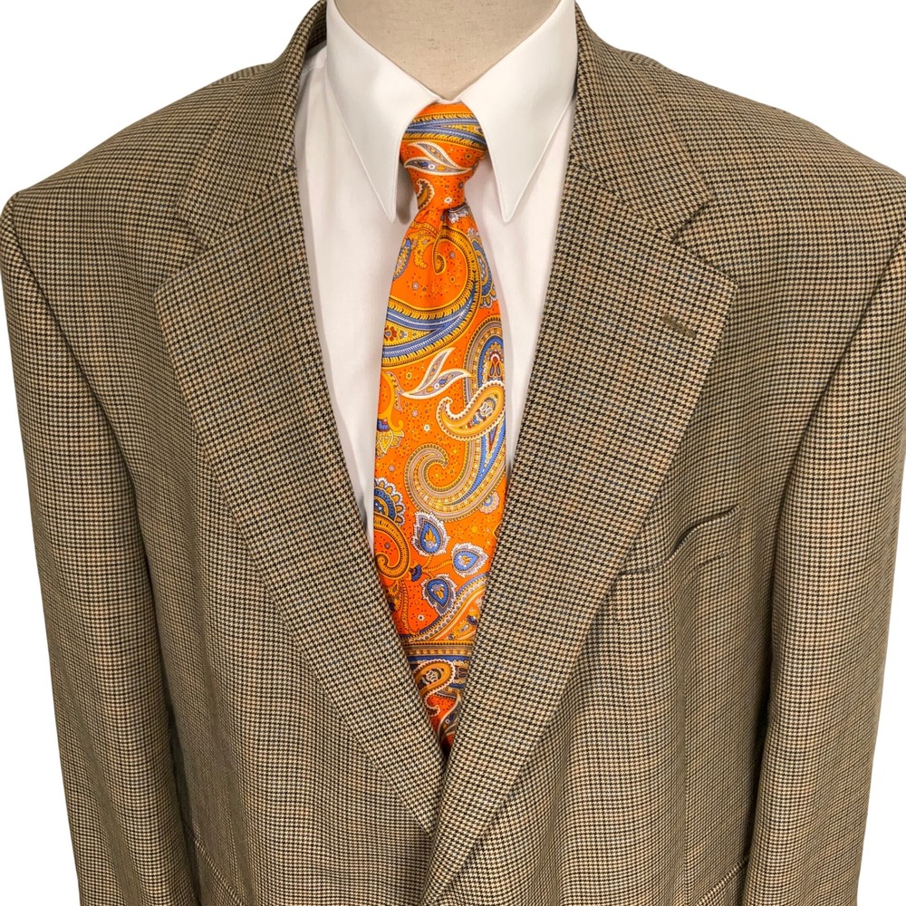 Oak Hill Blazer Mens 54R Brown Houndstooth Professor Heritage 2-Button Wool